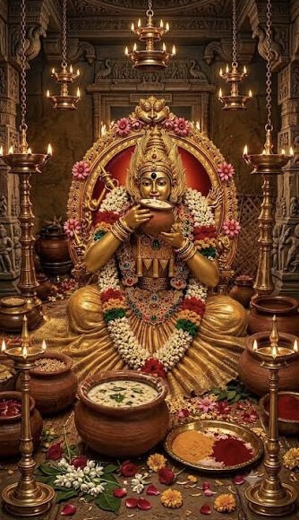 Worshipping the goddess by pouring porridge..!!